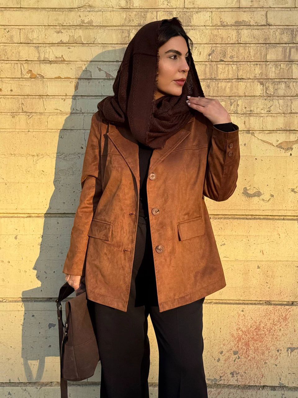 کت جیر زنانه قهوه‌ای جیر اصل وارداتی آسترکشی کامل