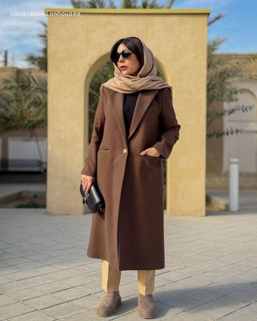 پالتو فوتر بلند زنانه قهوه‌ای وارداتی درجه‌یک دوخت مزونی